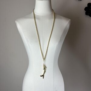 Lilly Pulitzer Fish Necklace Gold Rhinestone Pendant Womens Jewelry Bling